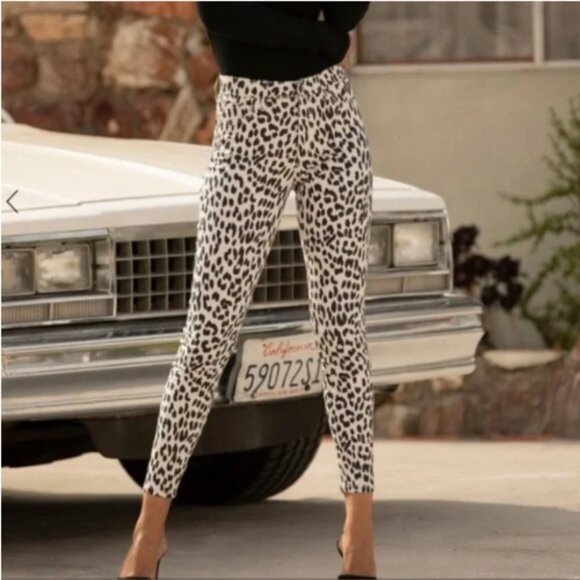 NWT Joe’s Jeans The Charlie Black White Leopard Print High Rise Ankle Crop Jeans - Picture 1 of 2